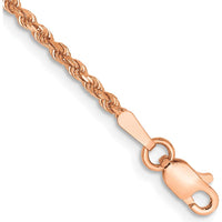 14K Rose Gold 7" Diamond-Cut Rope Chain Bracelet with Lobster Clasp
