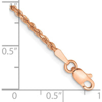 14K Rose Gold 7" Diamond-Cut Rope Chain Bracelet with Lobster Clasp