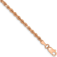 14K Rose Gold 7" Diamond-Cut Rope Chain Bracelet with Lobster Clasp - 2.75mm