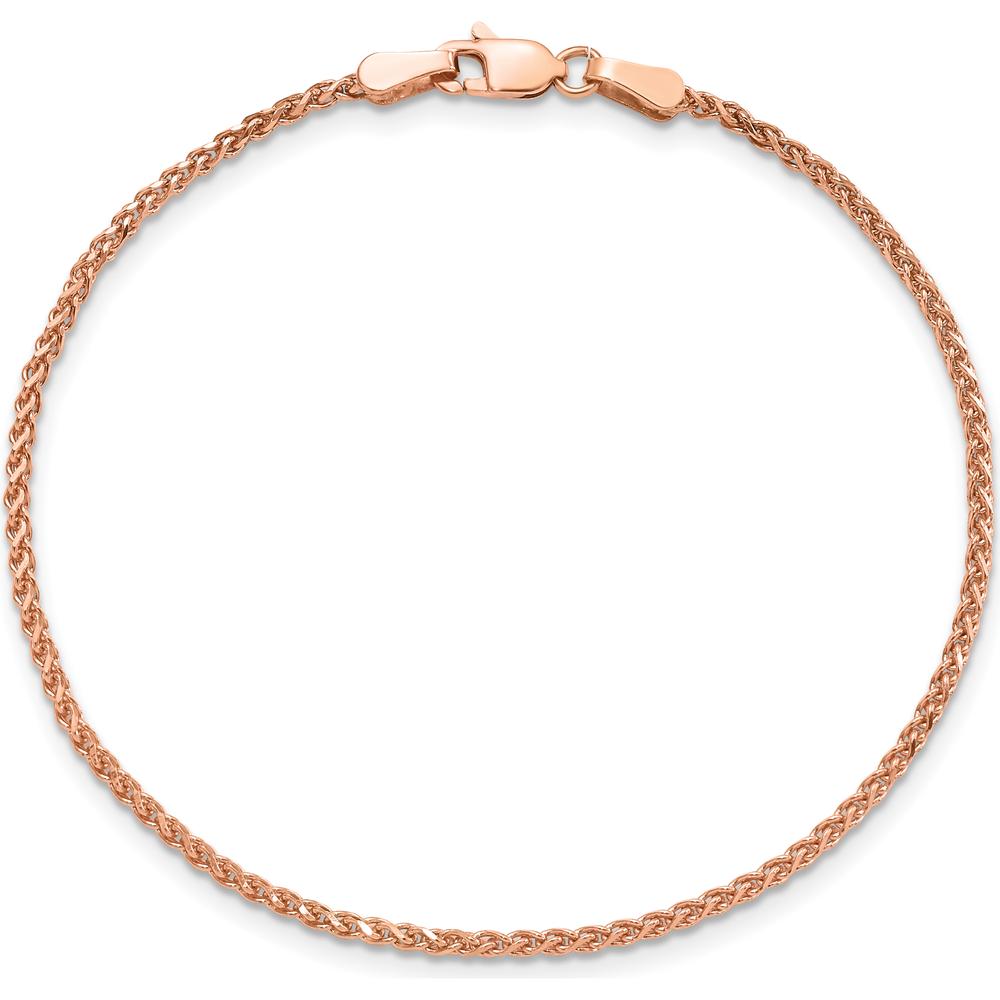 14K Rose Gold 7" Diamond-Cut Spiga Chain Bracelet with Lobster Clasp by 0
