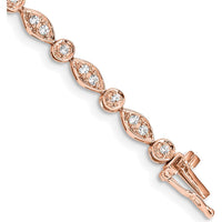 14K Rose Gold 7" Diamond Round and Oval Link Bracelet - 3/4 Carats Total Diamond Weight by Monteluci Fine Jewelry