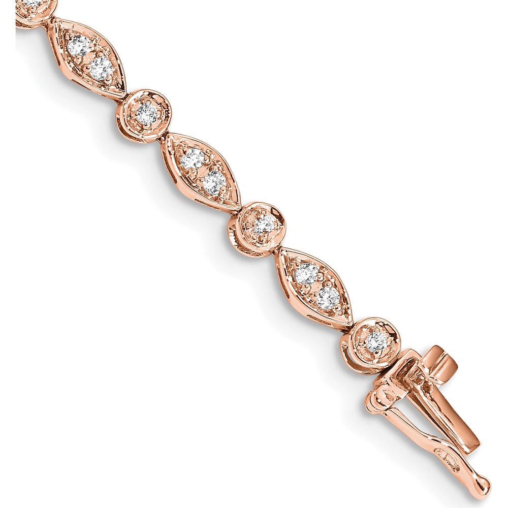 14K Rose Gold 7" Diamond Round and Oval Link Bracelet - 3/4 Carats Total Diamond Weight by Monteluci Fine Jewelry