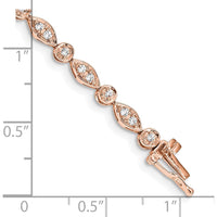 14K Rose Gold 7" Diamond Round and Oval Link Bracelet - 3/4 Carats Total Diamond Weight by Monteluci Fine Jewelry