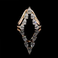 14K Rose Gold 7-Stone North-South Ring with Pear Shape Lab Diamonds - 1.25 Carats Total Diamond Weight, E-F Color, VS1 Clarity - Covaloro Fine Jewelry