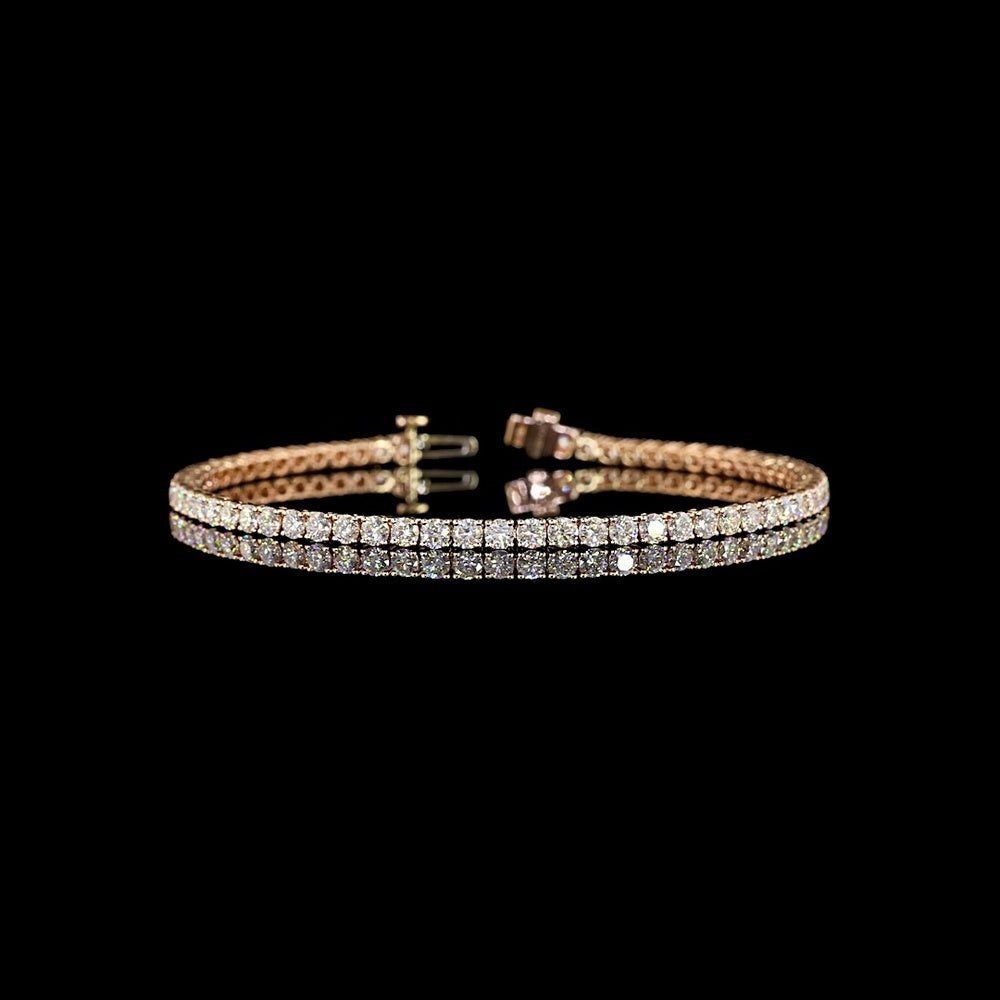 14K Rose Gold 7" Tennis Bracelet with 66 Prong Set Round Lab Diamonds - 4.30 Carat Total Diamond Weight - Covaloro Fine Jewelry