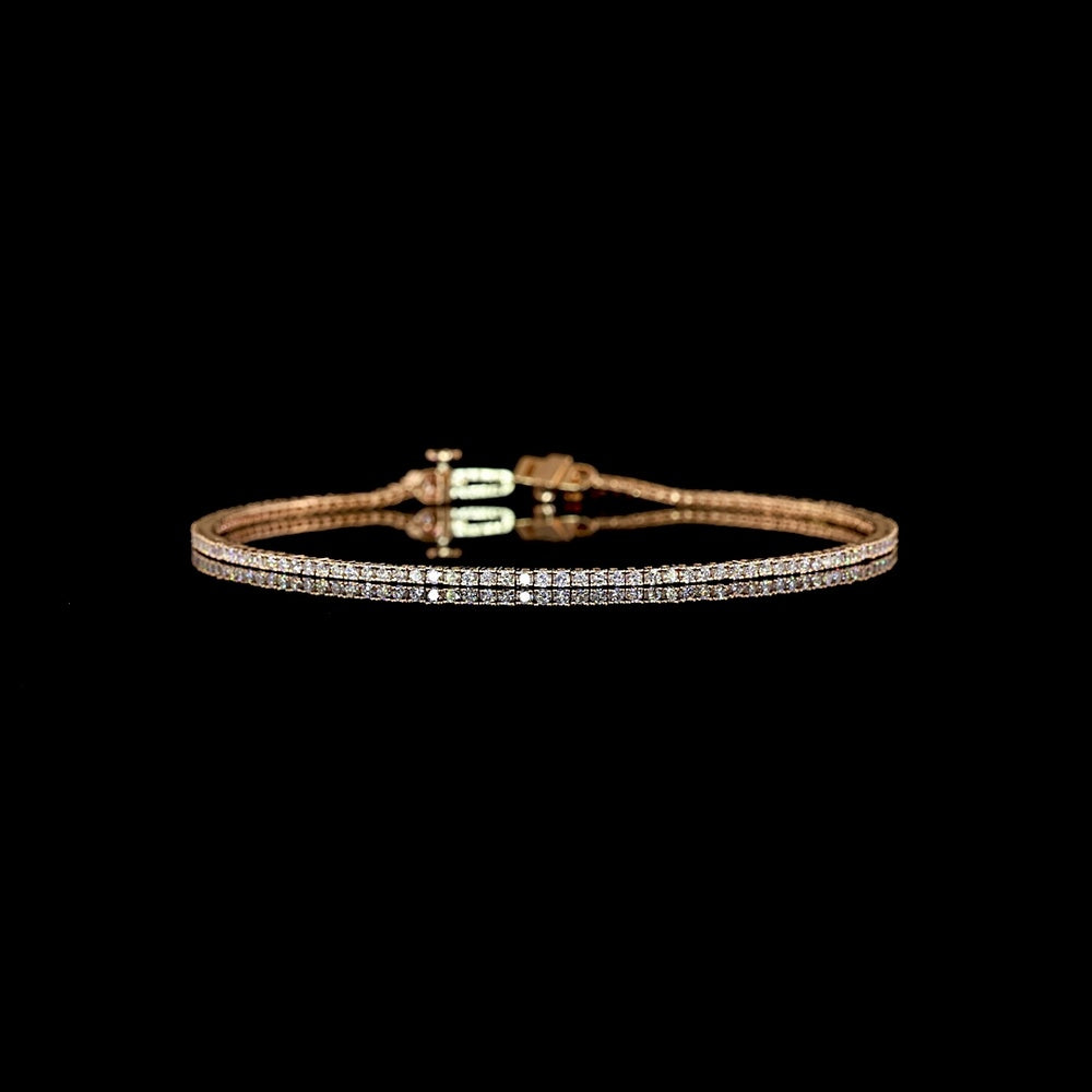 14K Rose Gold 7" Tennis Bracelet with Prong Set Round Lab Diamonds - 1.08 Carat Total Diamond Weight, E-F Color VS2 Clarity - Covaloro Fine Jewelry