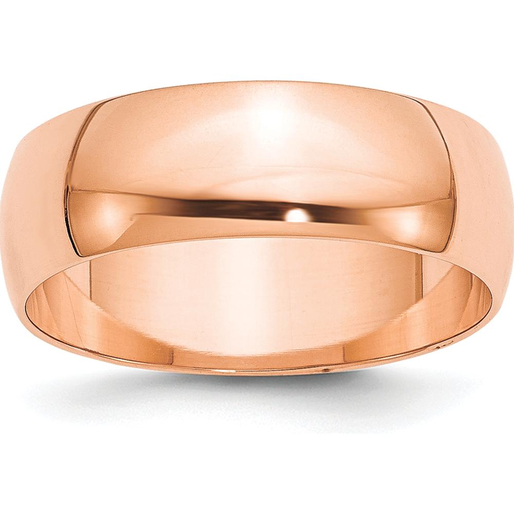14K Rose Gold 7mm Half Round Wedding Band Ring by 0