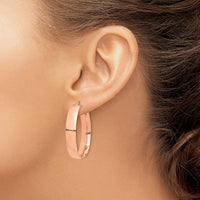 14K Rose Gold 7mm High Polished Hoop Earrings by 0
