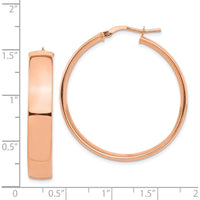 14K Rose Gold 7mm High Polished Hoop Earrings by 0