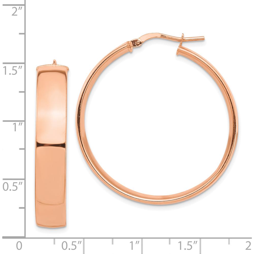 14K Rose Gold 7mm High Polished Hoop Earrings by 0