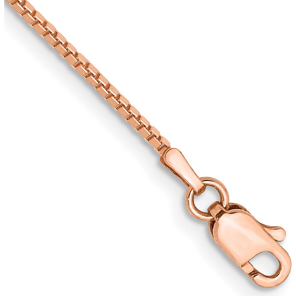 14K Rose Gold 8" 1mm Box Link Bracelet with Lobster Clasp by 0