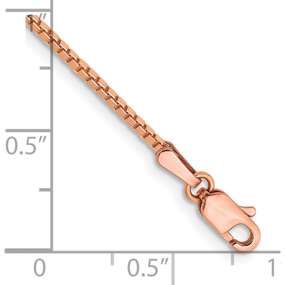 14K Rose Gold 8" Box Link Chain Bracelet with Lobster Clasp - 1.3mm Width by 0