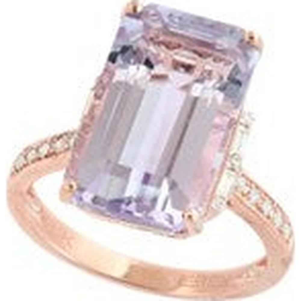 14K Rose Gold 8 Carat Amethyst Ring with Diamond Accent - 0.15 Carat Total Diamond Weight