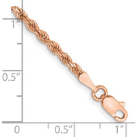 14K Rose Gold 8" Diamond-Cut Rope Chain Bracelet - 2.25mm