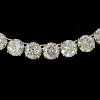 14K Rose Gold 85.73 Carat Tennis Necklace with 84 Prong-Set Round Lab Diamonds E-F VVS2 - Covaloro Fine Jewelry