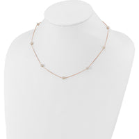 14K Rose Gold 9-Station Necklace with White Freshwater Cultured Pearls - 5-6mm Pearls by Monteluci Fine Jewelry