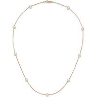 14K Rose Gold 9-Station Necklace with White Freshwater Cultured Pearls - 5-6mm Pearls by Monteluci Fine Jewelry