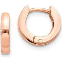 14K Rose Gold 9mm Polished Hinged Hoop Earrings for Men & Women by 0