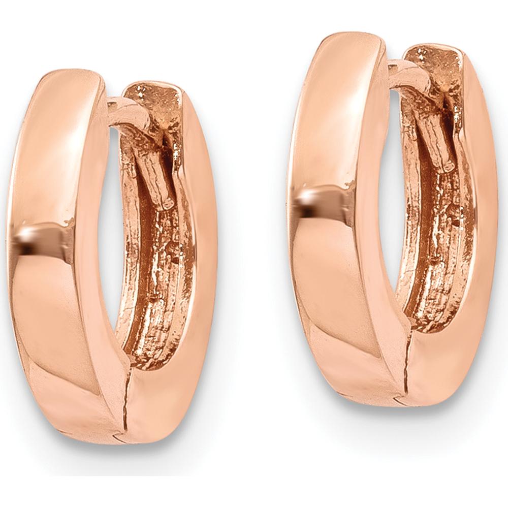 14K Rose Gold 9mm Polished Hinged Hoop Earrings for Men & Women by 0