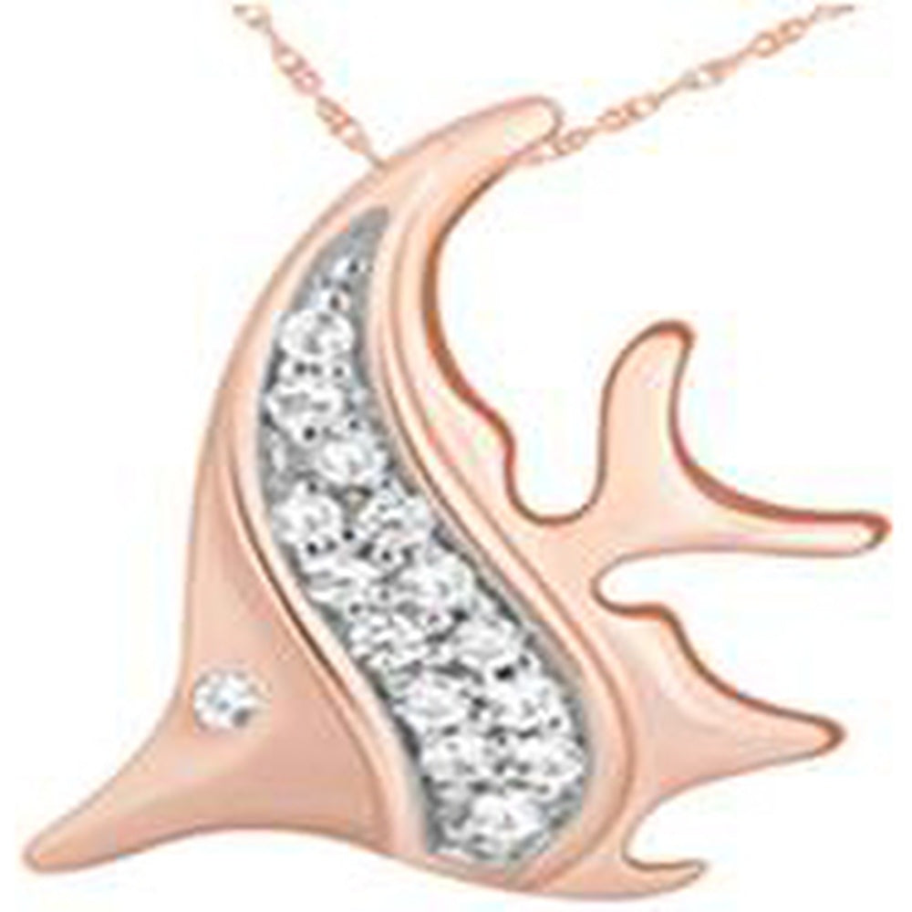 14K Rose Gold Abstract Free-Form Diamond Charm Pendant with Channel-Set Round Diamonds and Milgrain Detail - 0.05 Carat Total Diamond Weight - Royal Jewelry