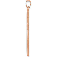 14K Rose Gold and White Rhodium Cross Pendant - Modern Design with Polished and Satin Finish by Oro Pregiato
