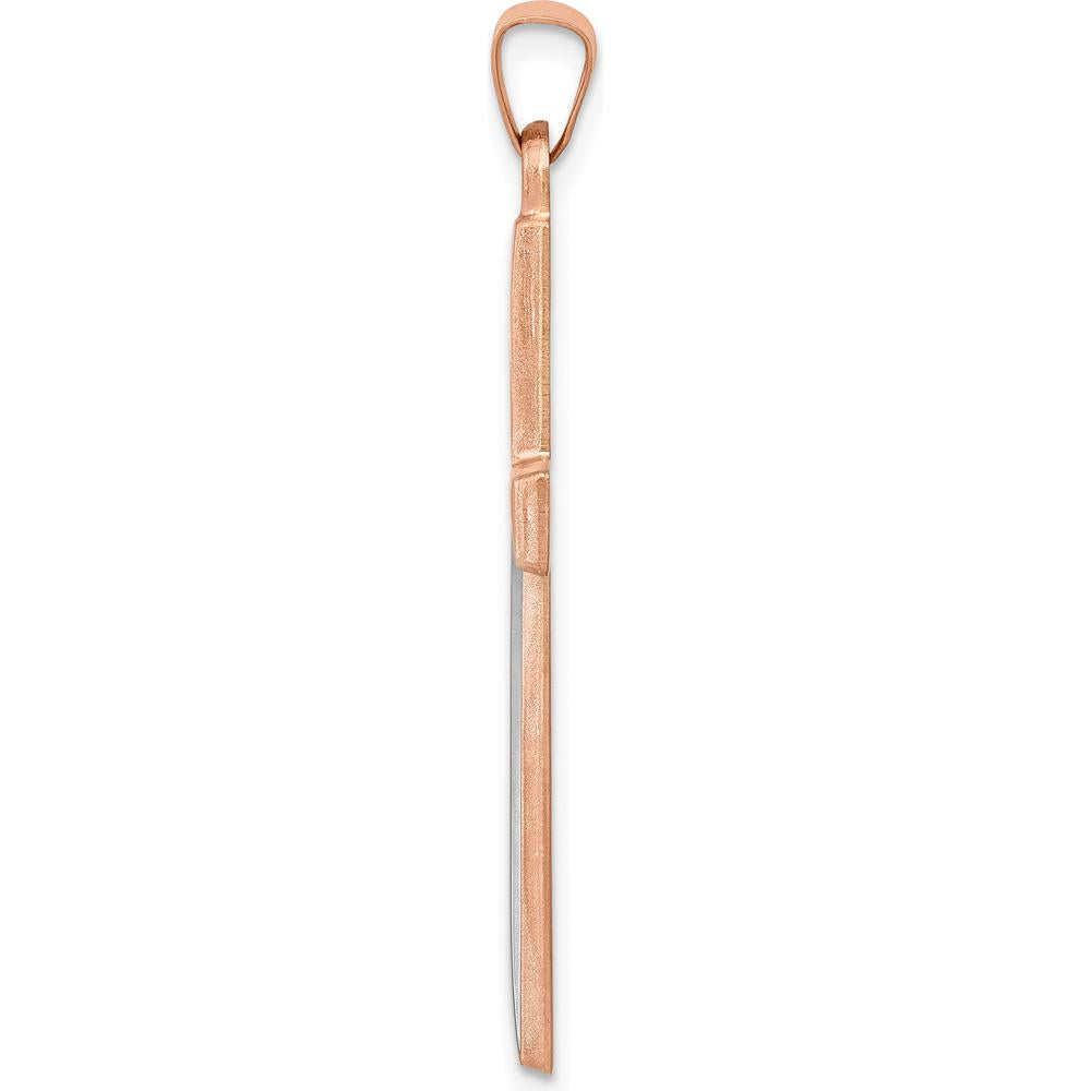 14K Rose Gold and White Rhodium Cross Pendant - Modern Design with Polished and Satin Finish by Oro Pregiato