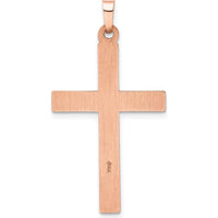 14K Rose Gold and White Rhodium Cross Pendant - Modern Design with Polished and Satin Finish by Oro Pregiato