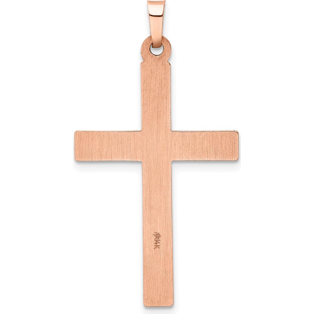 14K Rose Gold and White Rhodium Cross Pendant - Modern Design with Polished and Satin Finish by Oro Pregiato