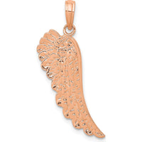 14K Rose Gold Angel Wing Pendant with Polished Finish by Oro Pregiato