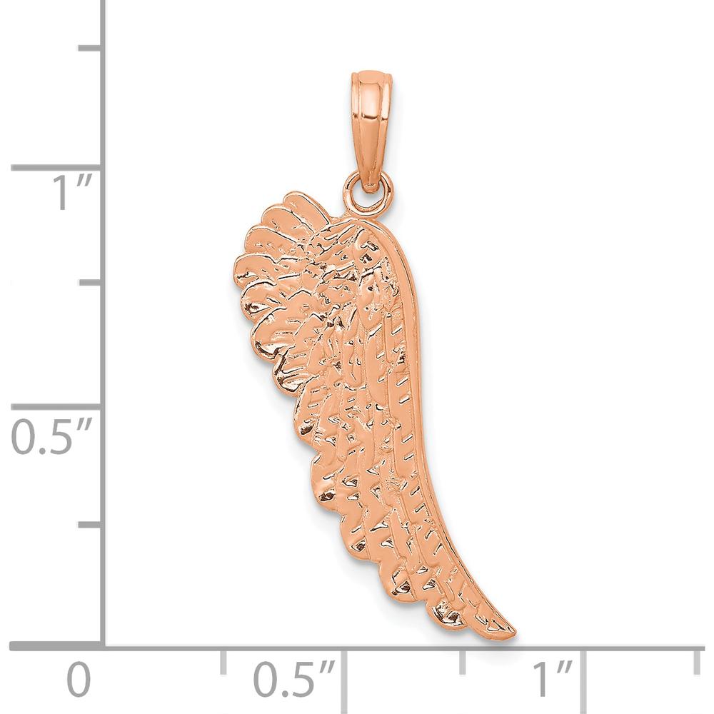 14K Rose Gold Angel Wing Pendant with Polished Finish by Oro Pregiato