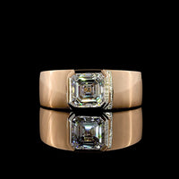 14K Rose Gold Asscher Cut Lab Diamond Solitaire Ring - 2.04 Carat, E-F VS1, Bezel Setting - Covaloro Fine Jewelry