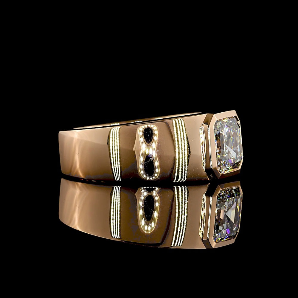14K Rose Gold Asscher Cut Lab Diamond Solitaire Ring - 2.04 Carat, E-F VS1, Bezel Setting - Covaloro Fine Jewelry