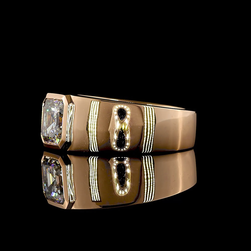 14K Rose Gold Asscher Cut Lab Diamond Solitaire Ring - 2.04 Carat, E-F VS1, Bezel Setting - Covaloro Fine Jewelry