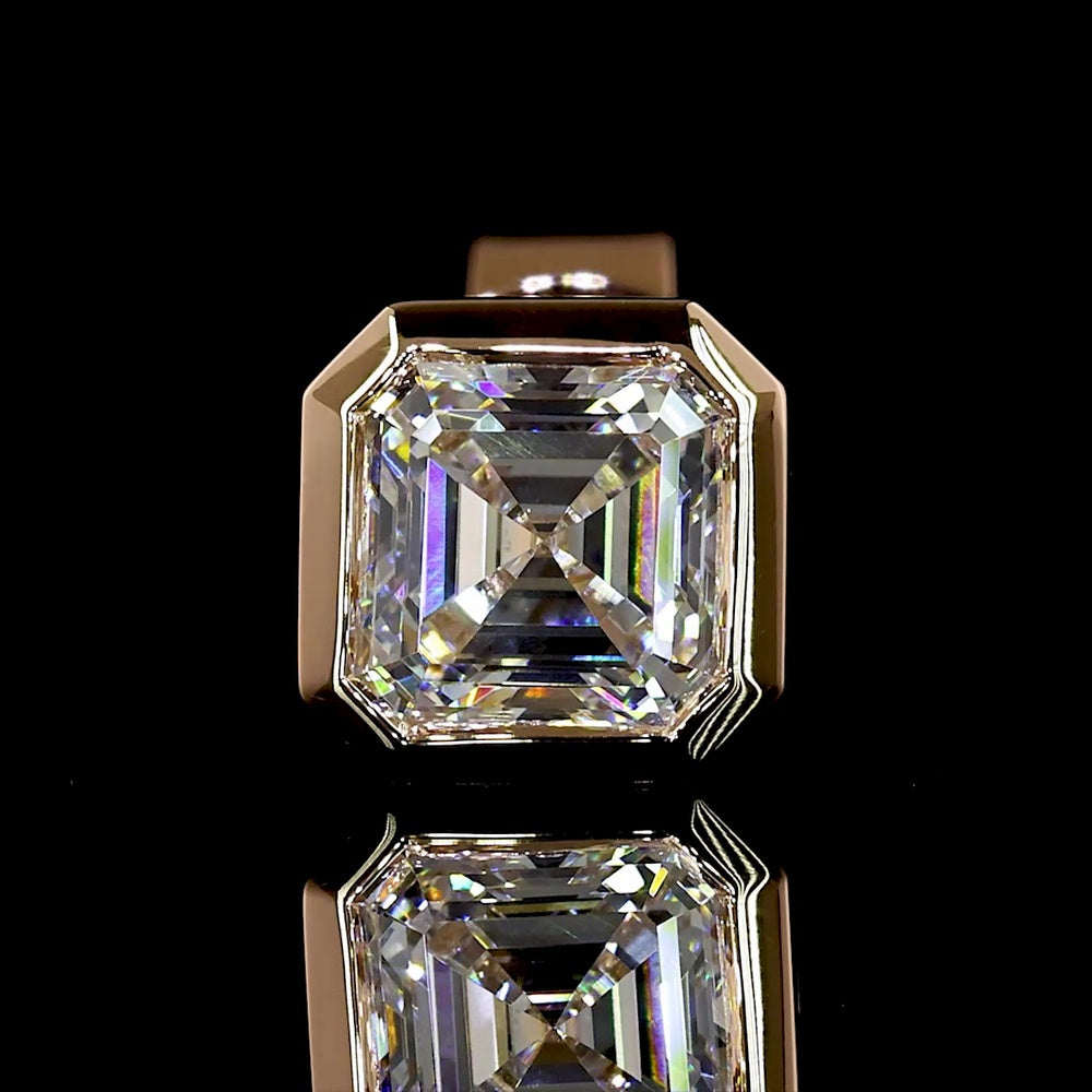 14K Rose Gold Asscher Cut Lab Diamond Stud Earrings with Bezel Setting - 1.04 Carat Total Weight, E-F Color VS1 Clarity - Covaloro Fine Jewelry
