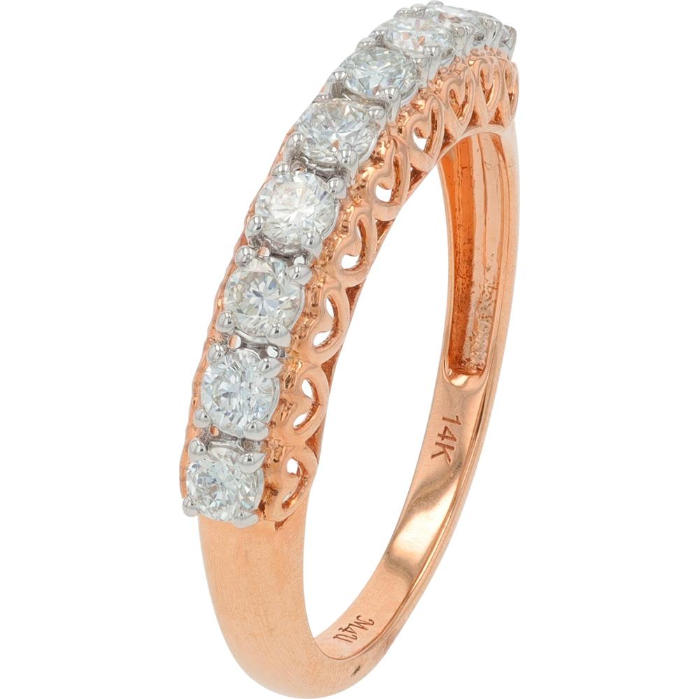 14K Rose Gold Band with 0.50 Carat Total Weight Lab Grown Round Diamonds