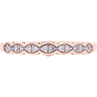 14K Rose Gold Band with Milgrain Marquise Diamond and Morganite Accents - 0.07 Carats Diamond, 0.03 Carats Morganite