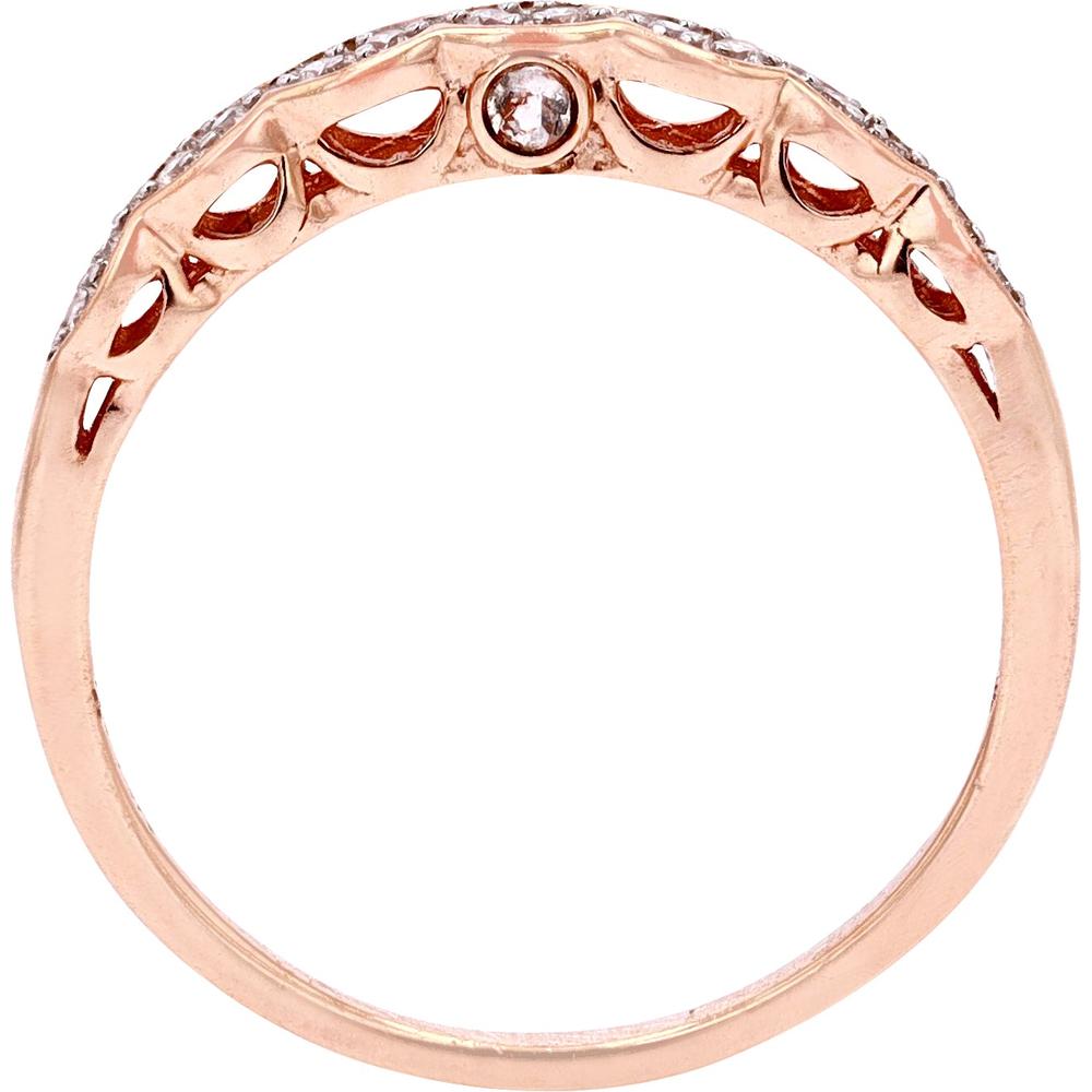 14K Rose Gold Band with Milgrain Marquise Diamond and Morganite Accents - 0.07 Carats Diamond, 0.03 Carats Morganite