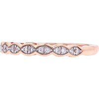 14K Rose Gold Band with Milgrain Marquise Diamond and Morganite Accents - 0.07 Carats Diamond, 0.03 Carats Morganite