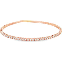 14K Rose Gold Bangle with Prong Set Round Diamonds - 1.72 Carat Total Diamond Weight by Auriventus