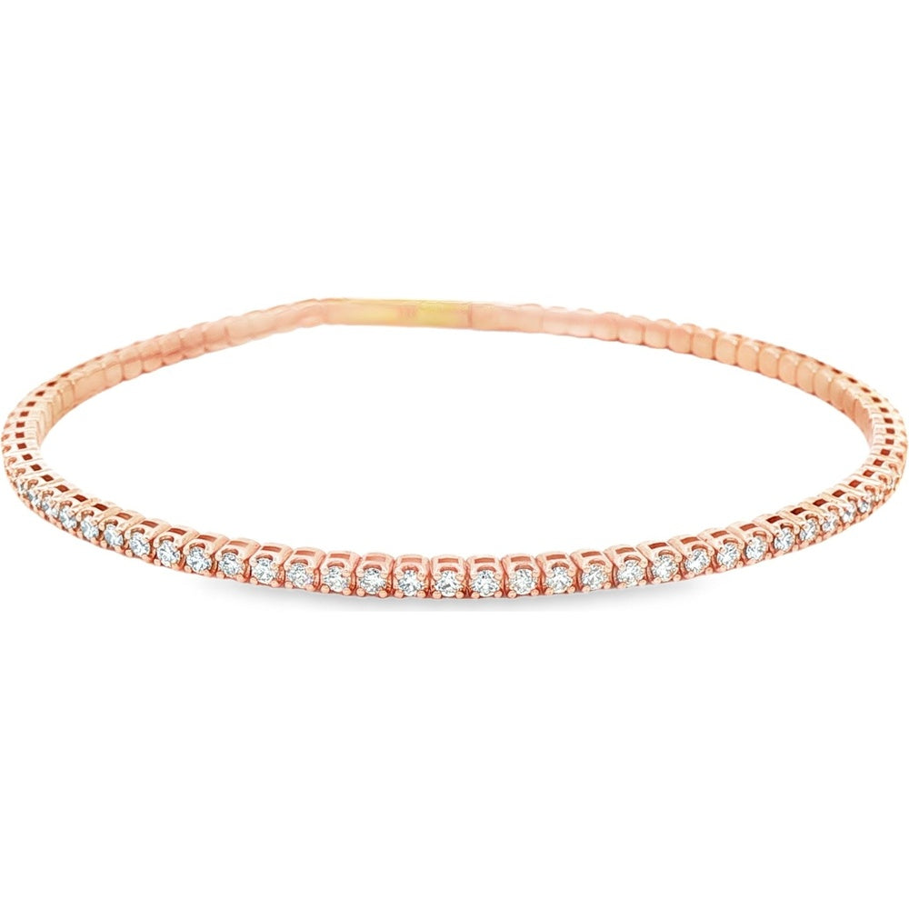 14K Rose Gold Bangle with Prong Set Round Diamonds - 1.72 Carat Total Diamond Weight by Auriventus