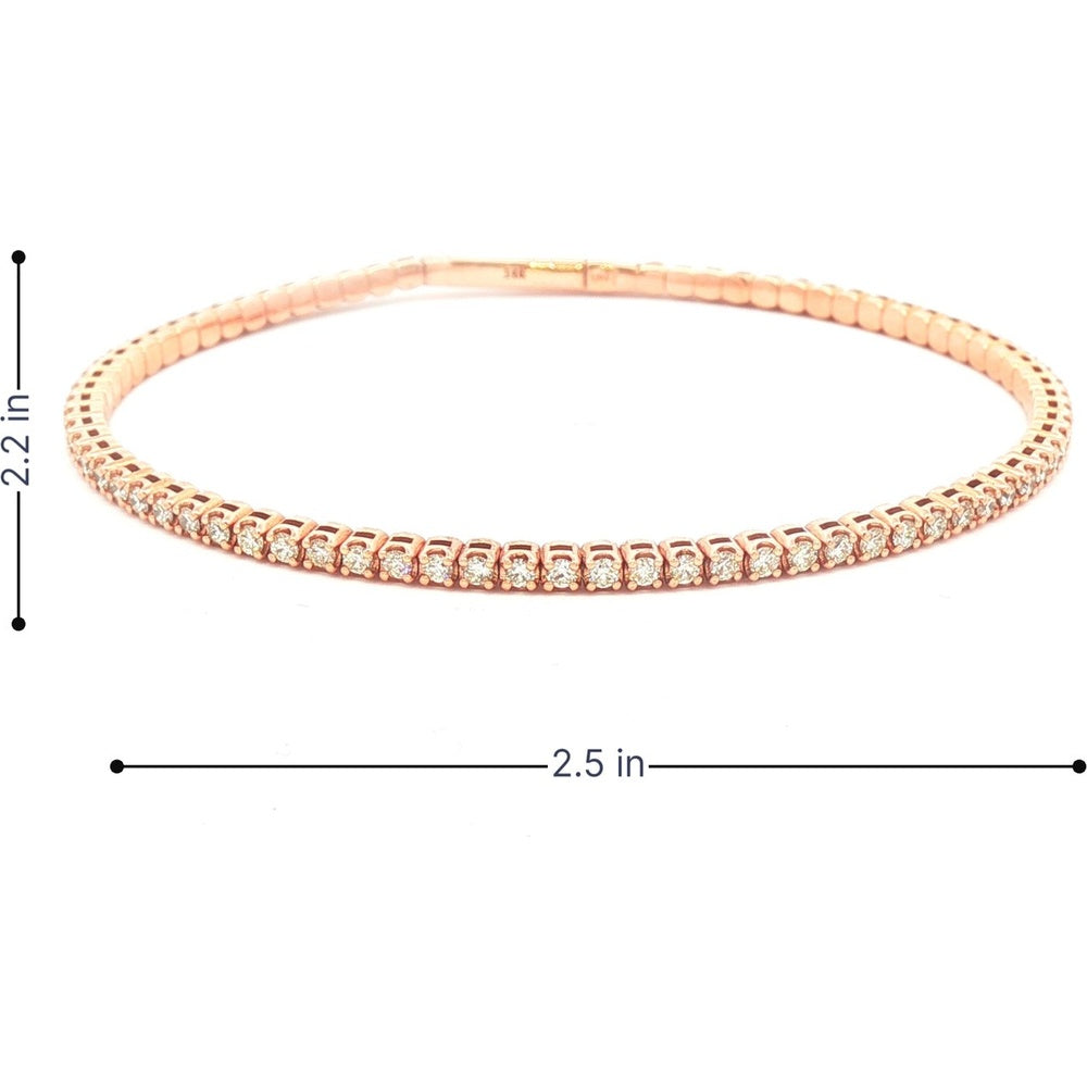 14K Rose Gold Bangle with Prong Set Round Diamonds - 1.72 Carat Total Diamond Weight by Auriventus