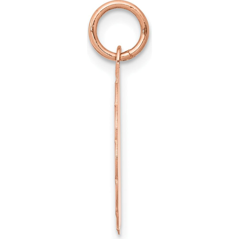 14K Rose Gold Baptism Cross Round Disc Pendant Charm by Oro Pregiato