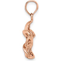 14K Rose Gold Beaded and Polished Plumeria Flower Charm - Tropical Floral Pendant by Oro Pregiato