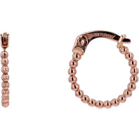 14K Rose Gold Beaded Huggie Earrings with Polished Ball Detailing - 1.15g Total Weight
