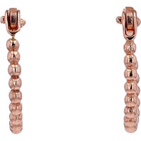 14K Rose Gold Beaded Huggie Earrings with Polished Ball Detailing - 1.15g Total Weight