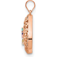 14K Rose Gold Birthstone Tree of Life Tear Drop Pendant with Custom Gems by Oro Pregiato