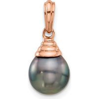 14K Rose Gold Black Tahitian Saltwater Cultured Pearl Pendant - 9-10mm by Monteluci Fine Jewelry
