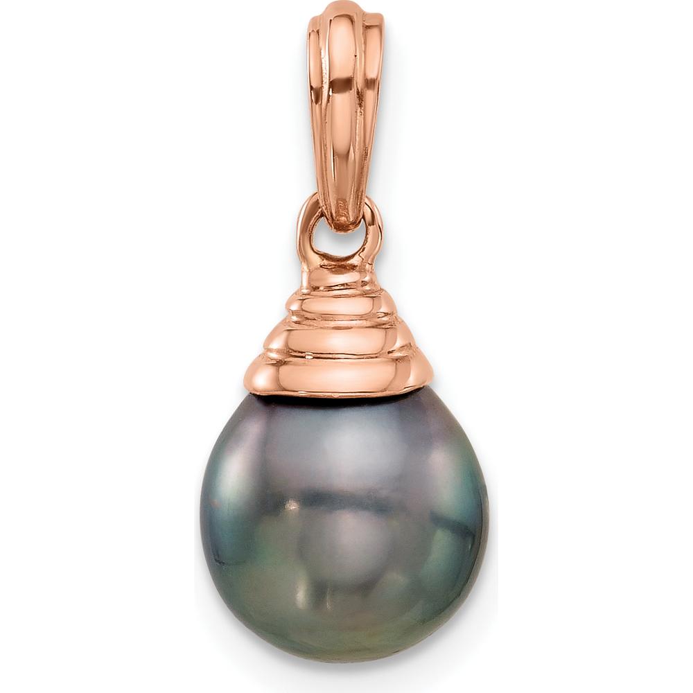 14K Rose Gold Black Tahitian Saltwater Cultured Pearl Pendant - 9-10mm by Monteluci Fine Jewelry