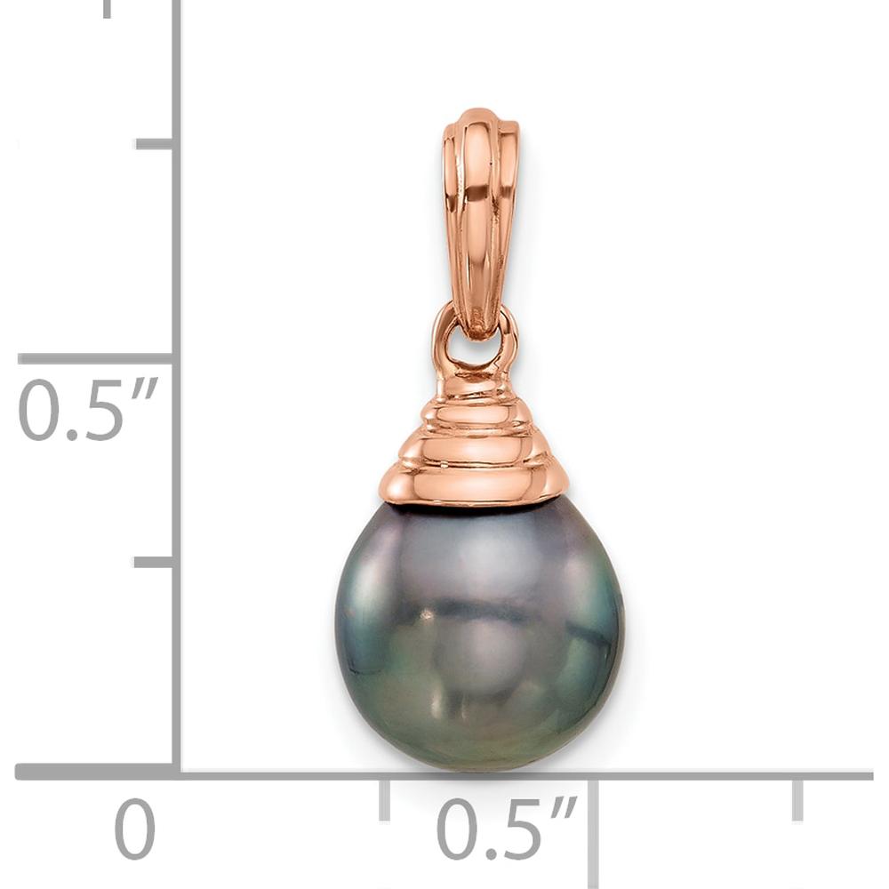 14K Rose Gold Black Tahitian Saltwater Cultured Pearl Pendant - 9-10mm by Monteluci Fine Jewelry