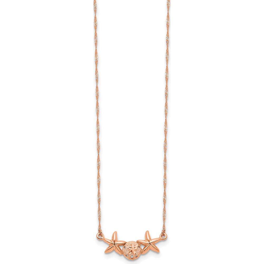 14K Rose Gold Brushed and Polished Sand Dollar and Starfish 17" Necklace by 0